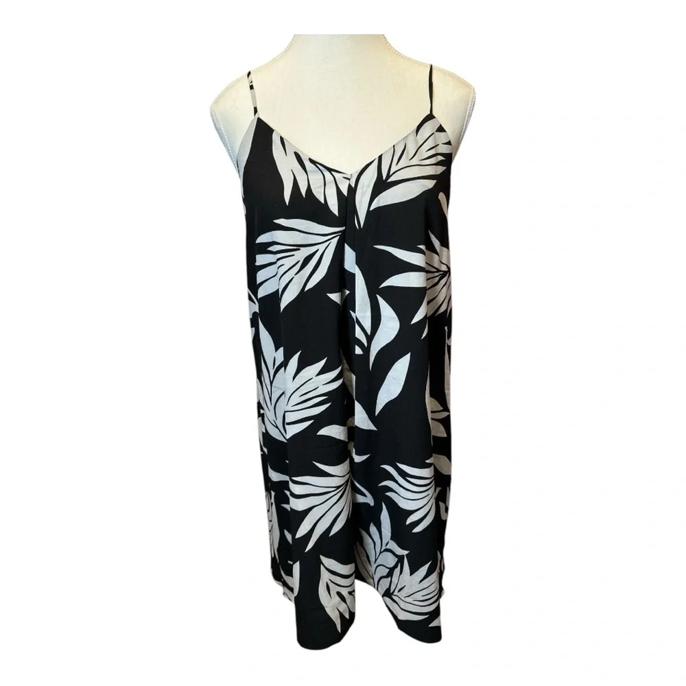 Ann Taylor Loft Black & White Leaf Print Dress - Picture 1 of 6